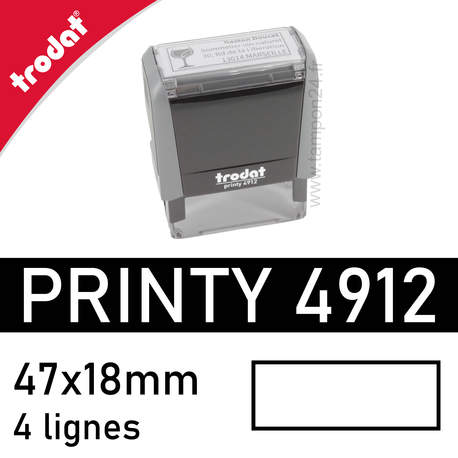 Tampon Encreur Trodat Printy 4912 Eco - 47x18 Mm, Rechargeable, En Plastique Recyclé
