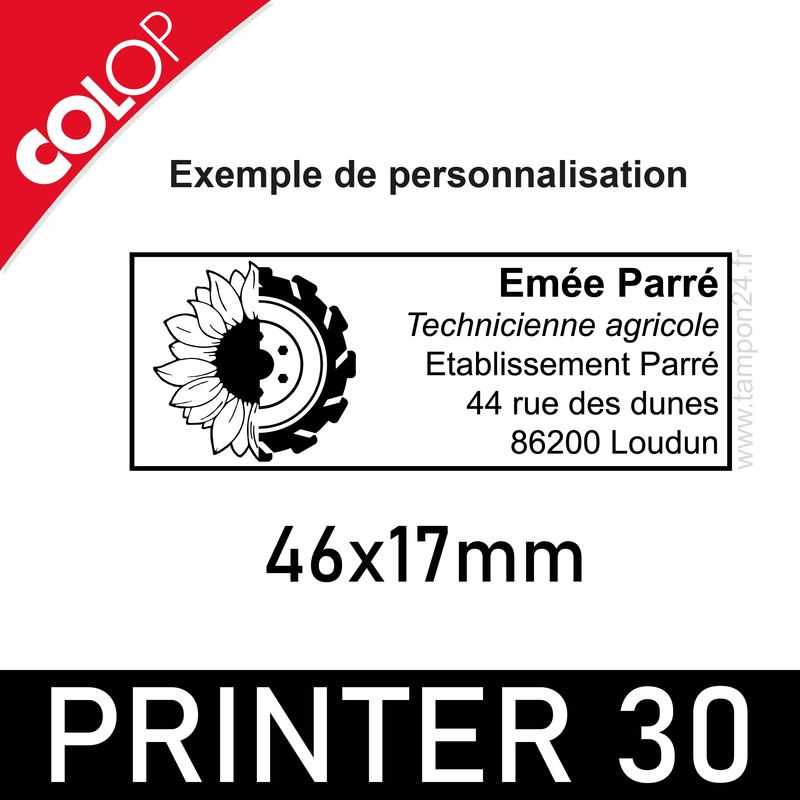 Tampon société personnalisable printer 30 COLOP 4 lignes –  ateliertamponsparis