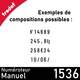 Exemples de compositions possibles avec le numéroteur manuel 6 bandes Trodat 1536